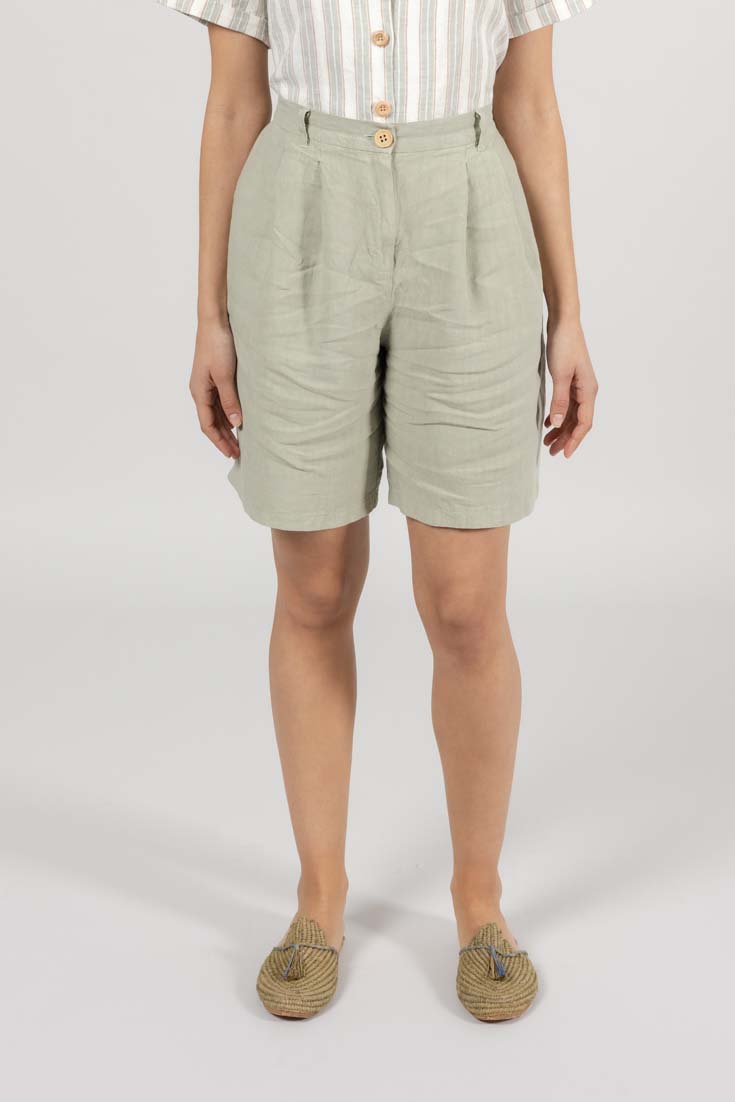 Linen Shorts - Green