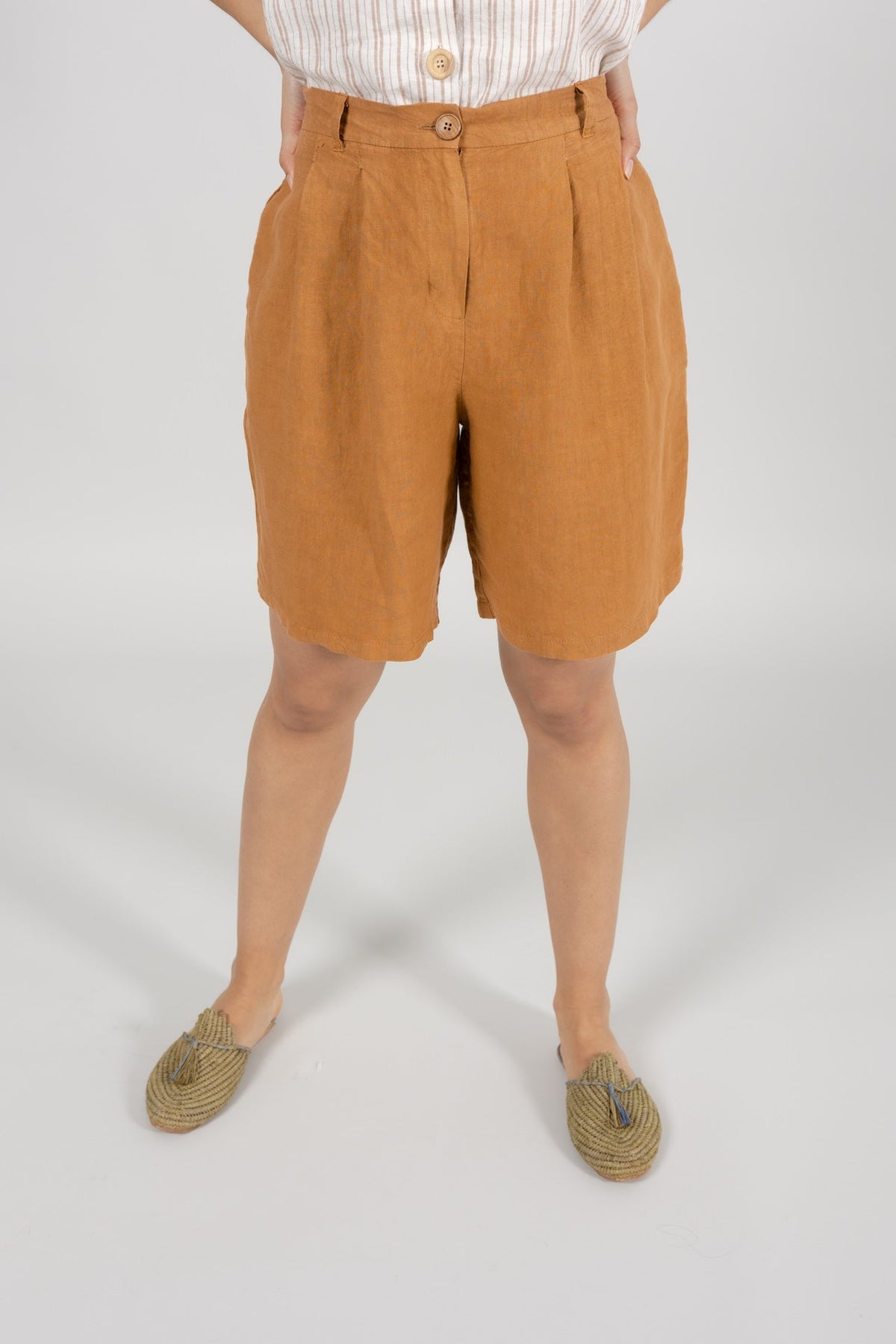 Linen Shorts - Rust