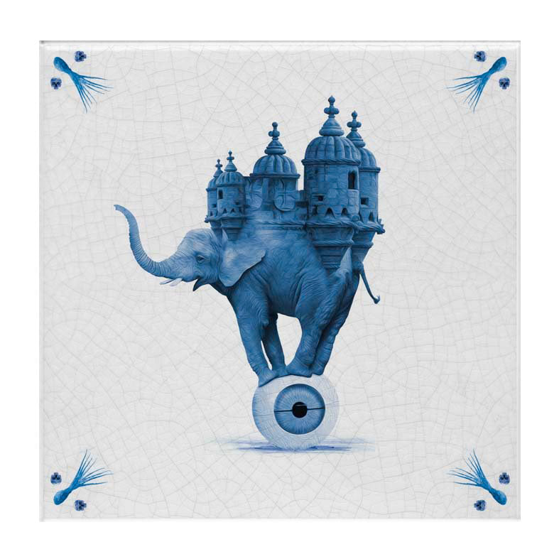 azulejo portugês com motivos surrealistas para decoração de interior da marca Surrealejos