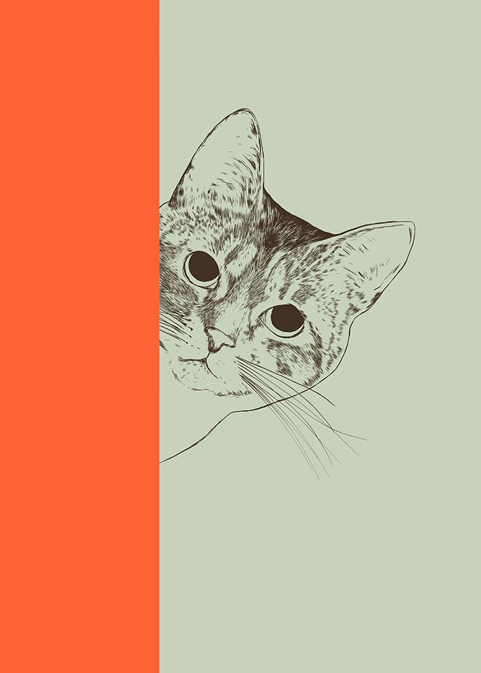ilustração de uma gato à espreita