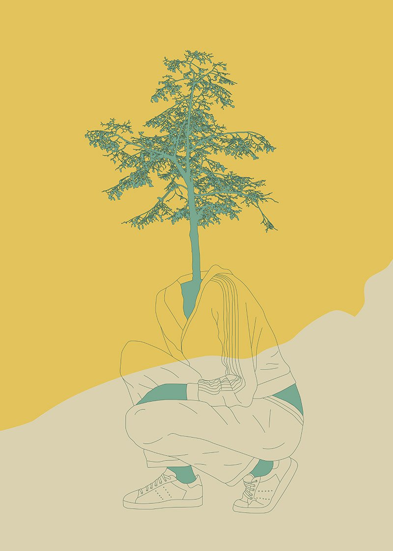 ilustração de uma árvore com corpo de mulher