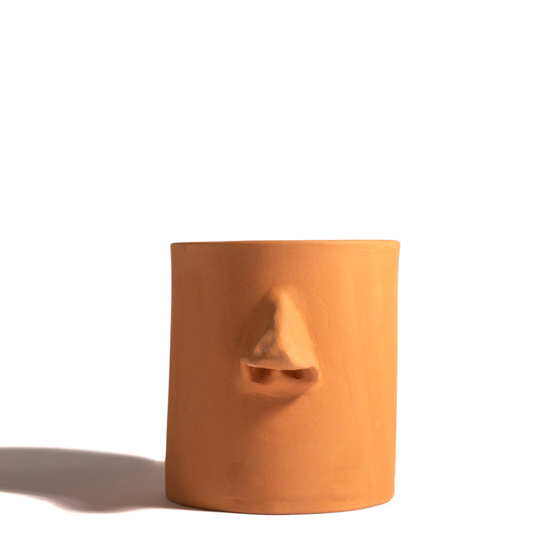 vaso de ceramica terracota com nariz sem vidrado